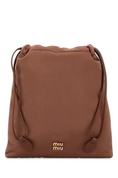 Miu Miu Brown Satin Pouch