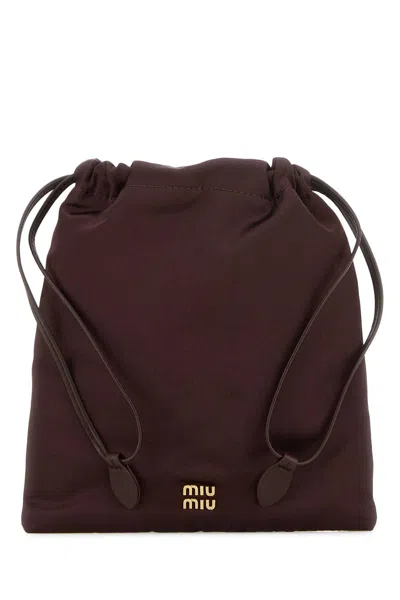 Miu Miu Brown Satin Pouch