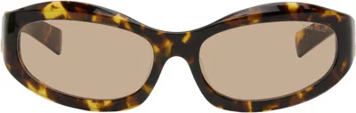 Miu Miu Brown Shield Sunglasses In Multi