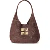 Miu Miu Raffia-effect Woven Shoulder Bag In Brown