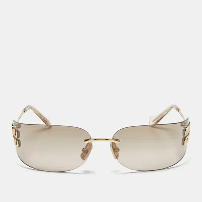 Pre-owned Miu Miu Brown Smu A51 Logo Square Sunglasses