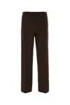 Miu Miu Stretch Viscose Blend Straight Leg Trousers In Brown