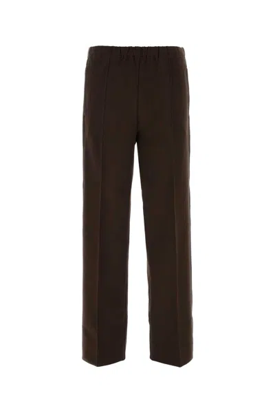 Miu Miu Stretch Viscose Blend Straight Leg Trousers In Brown