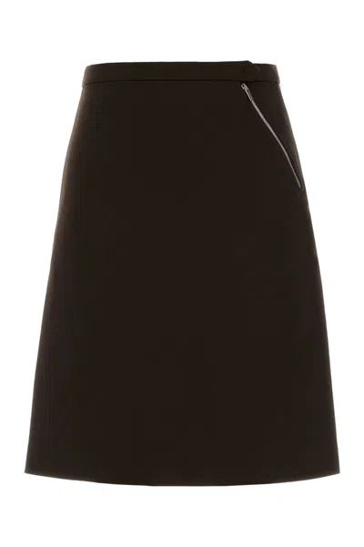 MIU MIU BROWN STRETCH VISCOSE BLEND SKIRT