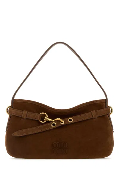 Miu Miu Brown Suede Avenue Shoulder Bag