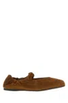 Miu Miu Brown Suede Ballet Flats In Brown