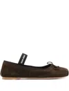 Miu Miu Suede Ballerina Flats In Brown