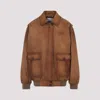 Miu Miu Lamb Leather Jacket Dropped Shoulders In Brown