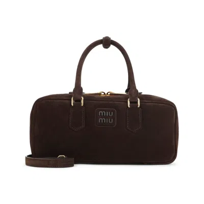 Miu Miu Brown Suede Calf Leather Bag
