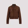 Miu Miu Washed Gabardine Blouson Jacket In Brown