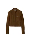 Miu Miu Long Sleeve Zip Up Jacket With Collar In Brown