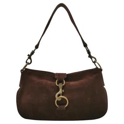 Pre-owned Miu Miu Brown Suede Leather Shoulder Bag Snap Hook