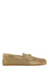 Miu Miu Women Sand Suede Loafers In Brown