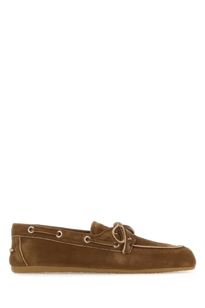 MIU MIU BROWN SUEDE LOAFERS