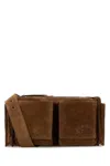Miu Miu Suede Utilitaire Crossbody Bag Adjustable Strap In Brown