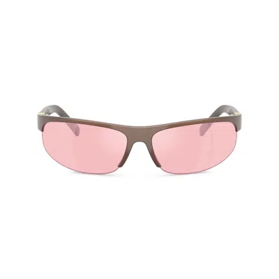 Miu Miu A02s Semi-rimless Oval Plastic Sunglasses In Pink