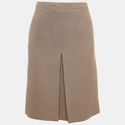 Pre-owned Miu Miu Brown Textured Wool Pencil Skirt S