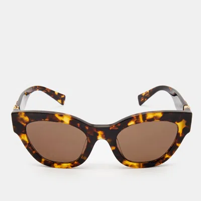 Pre-owned Miu Miu Brown Tortoise 6mu 01y Cat Eye Sunglasses