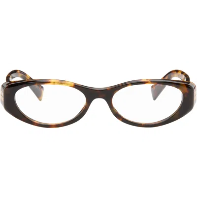 Miu Miu Brown Tortoiseshell Oval Glasses