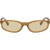Miu Miu Brown Tortoiseshell Rectangular Sunglasses In Red