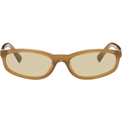 Miu Miu Brown Tortoiseshell Rectangular Sunglasses