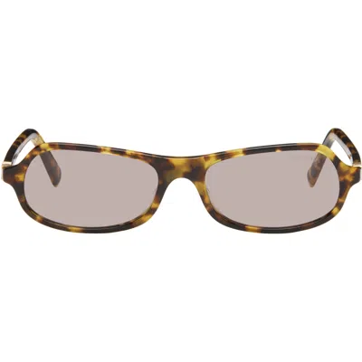 Miu Miu Brown Tortoiseshell Rectangular Sunglasses