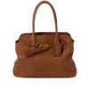 Miu Miu Brown Logo-embossed Leather Tote Bag In Brown