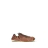 Miu Miu Brown Viscose Low Top Sneakers In Multi