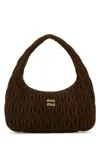 Miu Miu Quilted Top Handle Shoulder Bag In Brown