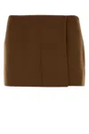 Miu Miu High-waisted Mini Skirt In Wool Blend In Brown