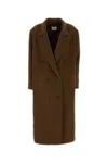 Miu Miu Virgin Wool Coat In Brown