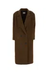 Miu Miu Virgin Wool Coat In Tabacco