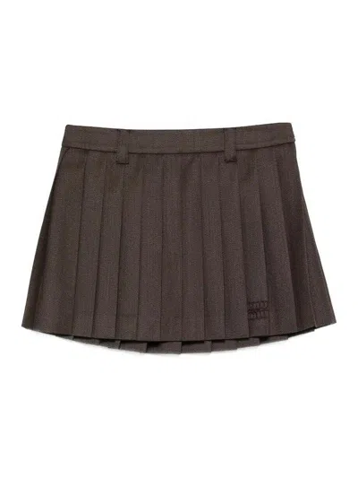 Miu Miu Brown Wool Virgin Wool Skirt