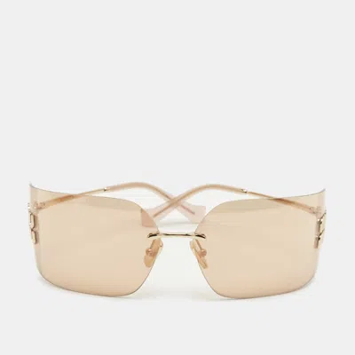 Pre-owned Miu Miu Brown/gold Tone Gradient Smu 54y Aube Sunglasses