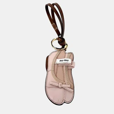 Pre-owned Miu Miu Brown/pink Leather Keychain
