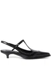 Miu Miu Leather Slingback Pumps In Black