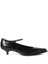 Miu Miu 35 Mary-jane Pumps In Brushed Leather In Black  