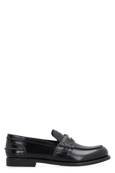 MIU MIU MIU MIU BRUSHED LEATHER LOAFERS