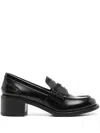 Miu Miu Penny Loafers In Brushed Leather In Black