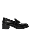 Miu Miu Penny Loafers In Brushed Leather In Black
