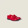 Miu Miu Brushed Leather Penny Loafers In Red