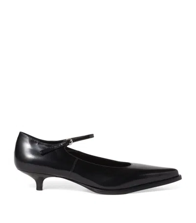 Miu Miu 35 Mary-jane Pumps In Brushed Leather In Black