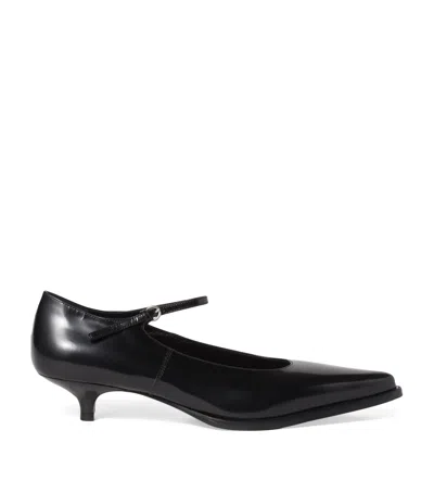 Miu Miu 35 Mary-jane Pumps In Brushed Leather In Black