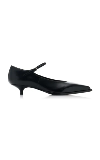 Miu Miu 35 Mary-jane Pumps In Brushed Leather In Black
