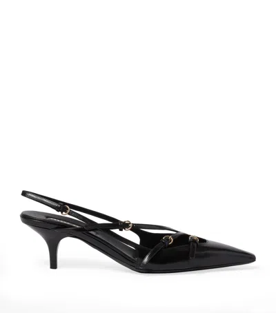 Miu Miu Patent Leather Slingbacks With Buckles Shoes In Black