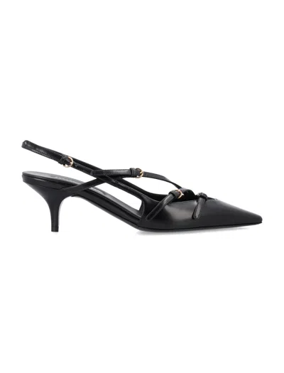 MIU MIU BRUSHED LEATHER SLINGBACKS WITH BUCKLES