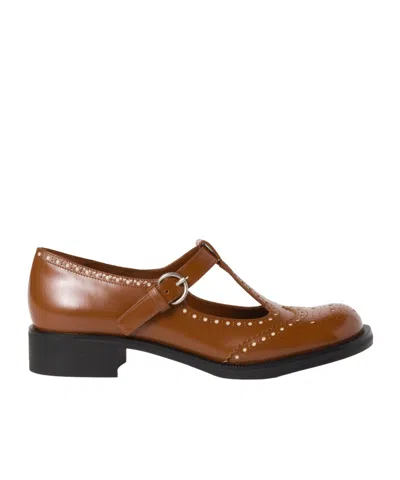 MIU MIU MIU MIU ROUND-TOE T-STRAP BROGUE SHOES