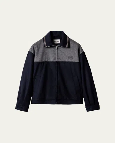 Miu Miu Brushed Wool-cashmere Zip Jacket In Multi