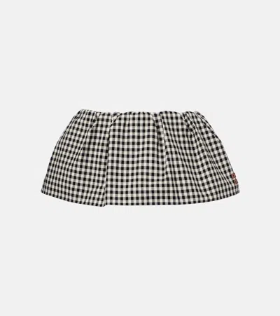 Miu Miu Bubble Gingham Cotton Miniskirt