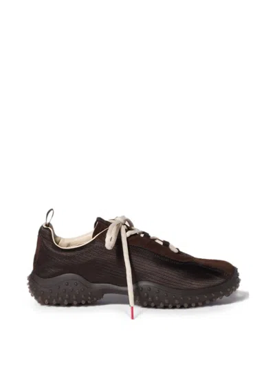 Miu Miu Bubble Sneakers In Technical Fabric And Suede In Brown